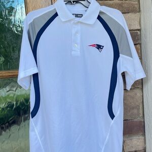 New England Patriots Shirt Mens M White Polo NFL Football Short Sleeve